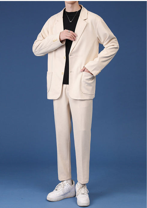 Autumn Woolen Plus Size Men's Casual Slim Fit Suit Jacket